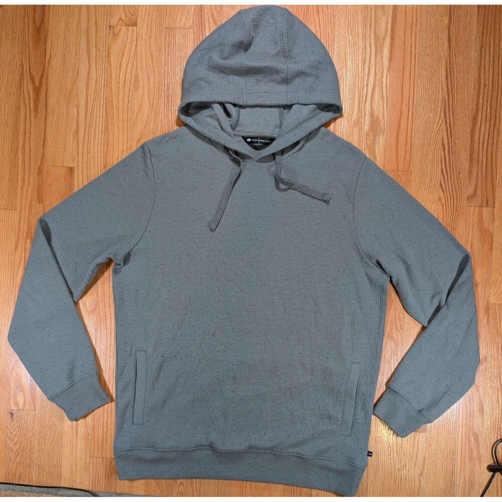 Travis Mathew Hoodie Men Large Green Cloud Collection Waffle Pullover Sweatshirt